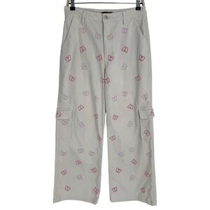 Forever 21 Butterfly‎ Print Corduroy Cargo Pants Cream Large Streetwear Coquette